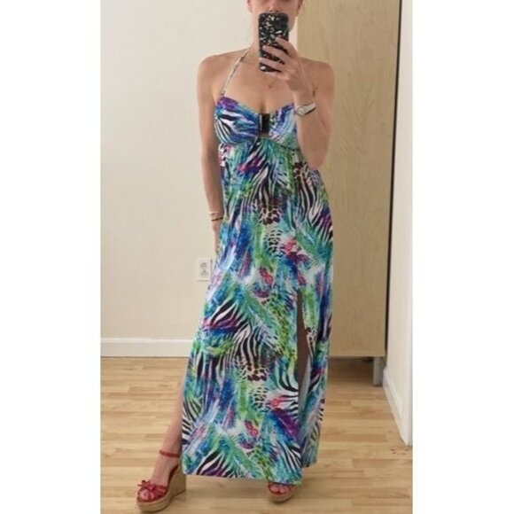 Kenneth Cole Tropical Animal Print Vacation Swim Dress Size Small - Picture 1 of 6
